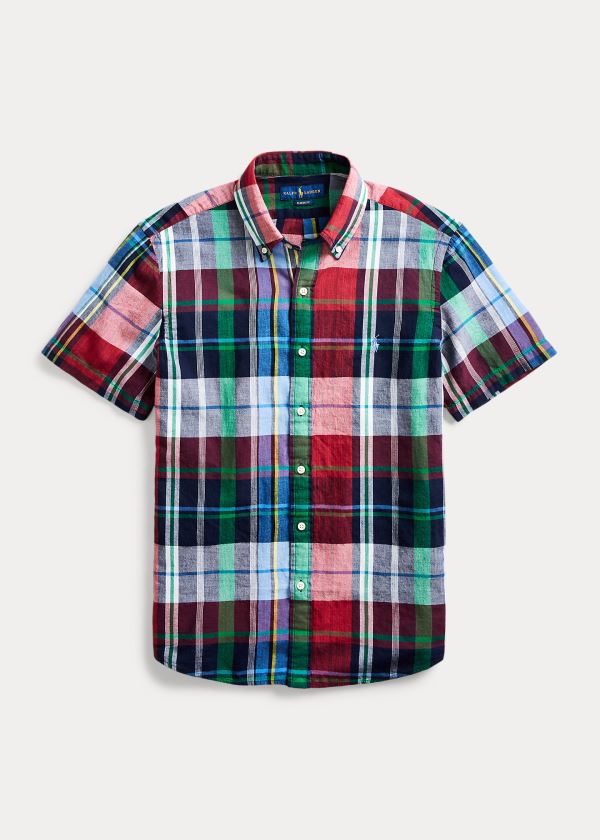 Camisa Polo Ralph Lauren Hombre Azules Claro / Morados Multicolor - Plaid Madras - AJWNE7924